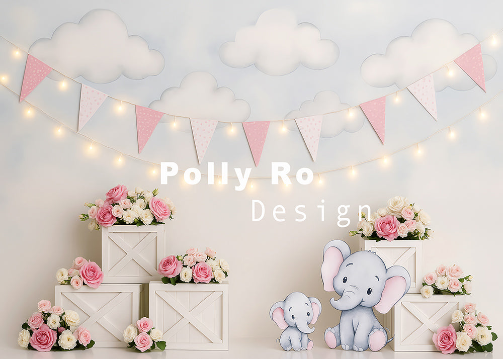 Avezano Floral and an Elephant Backdrop Designed By Polly Ro Design