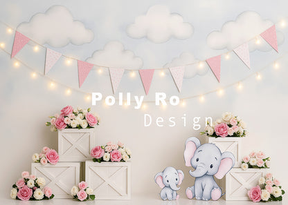 Avezano Floral and an Elephant Backdrop Designed By Polly Ro Design
