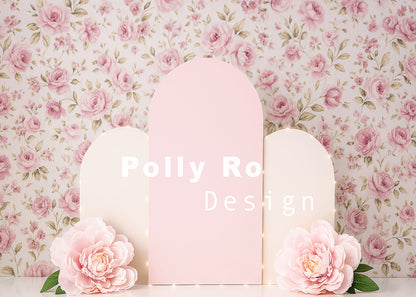 Avezano Pink Floral Arch Backdrop Designed By Polly Ro Design