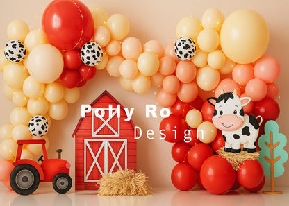 Avezano Farm and Balloon Birthday Backdrop Designed By Polly Ro Design