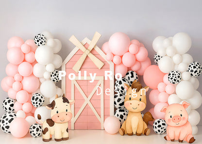 Avezano Pink Farm Birthday Backdrop Designed By Polly Ro Design