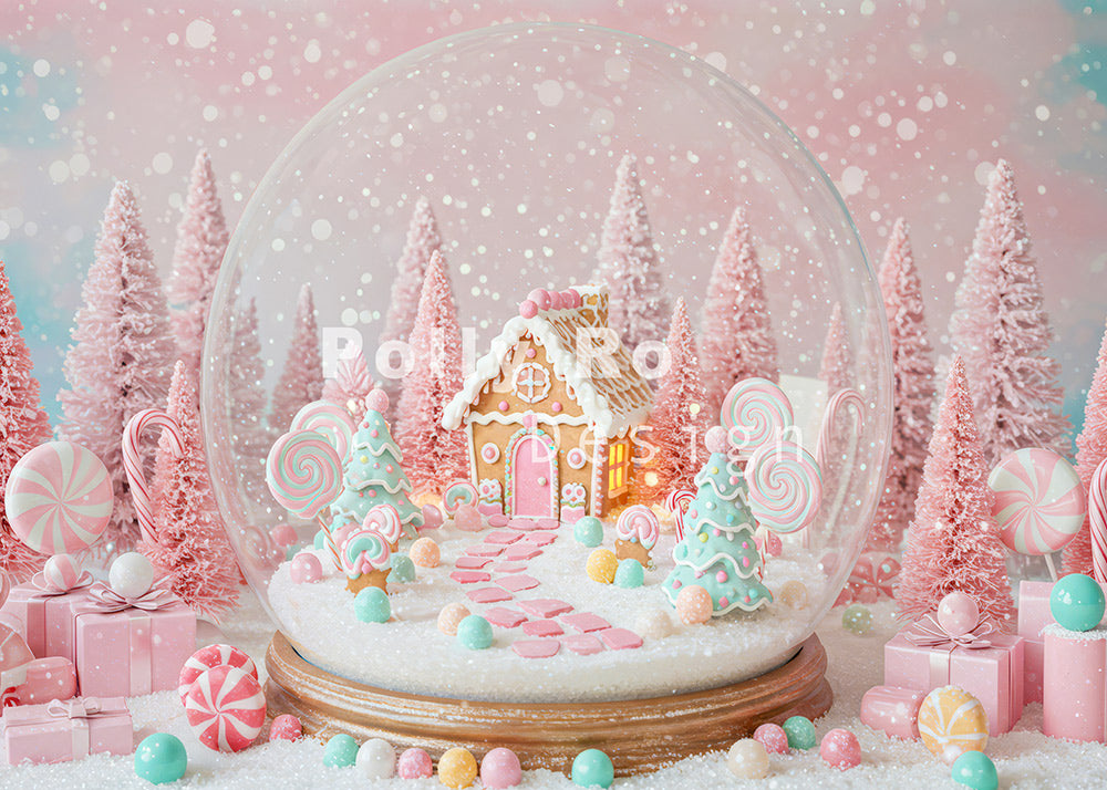Avezano Pink Snow Globe Christmas Backdrop Designed By Polly Ro Design