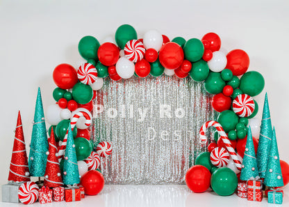 Avezano Red Green Balloon Christmas Backdrop Designed By Polly Ro Design