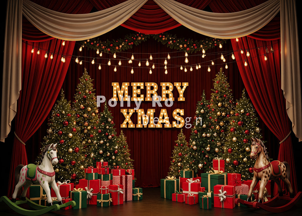Avezano Merry Xmas Stage Christmas Backdrop Designed By Polly Ro Design