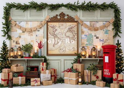 Avezano Vintage Christmas Post Office Backdrop Designed By Polly Ro Design