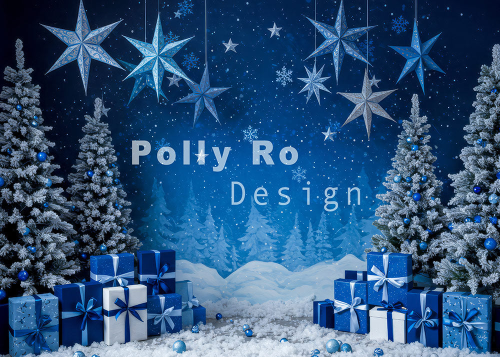 Avezano Blue Star Christmas Backdrop Designed By Polly Ro Design