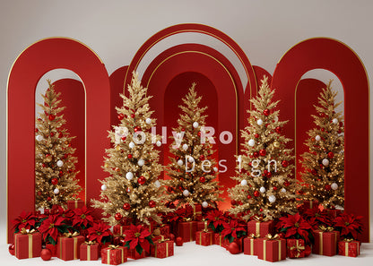 Avezano Red Arch Christmas Tree Backdrop Designed By Polly Ro Design