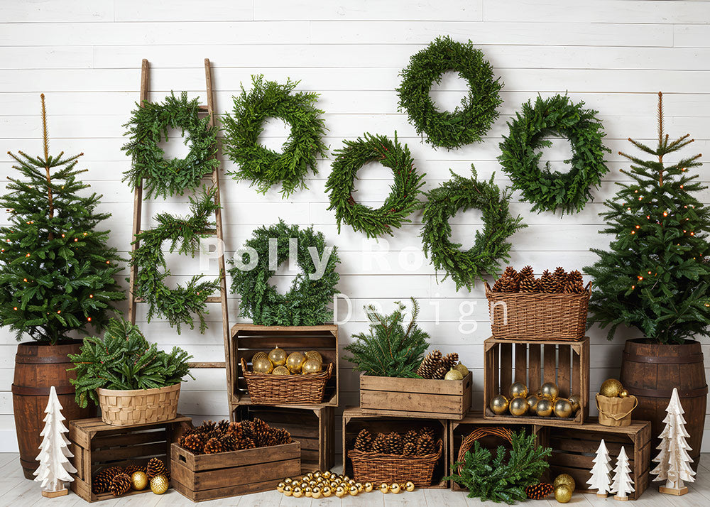 Avezano Green Wreath Christmas Backdrop Designed By Polly Ro Design