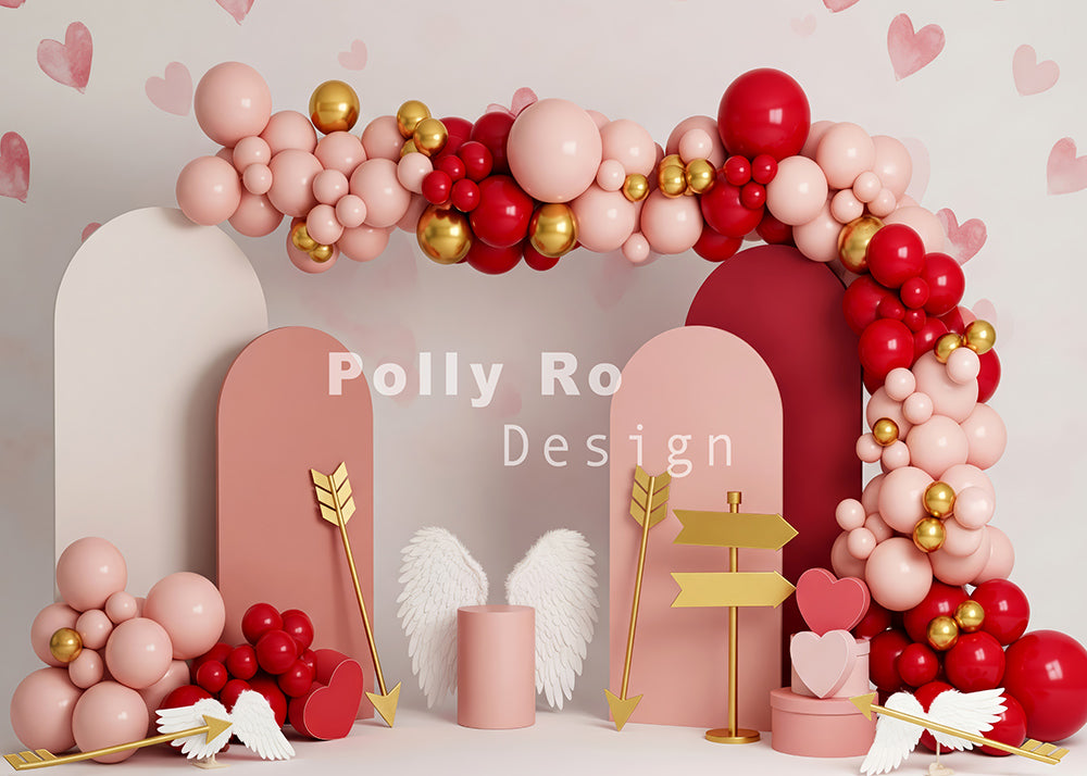 Avezano Cupid Arrow Valentine's Day Backdrop Designed By Polly Ro Design