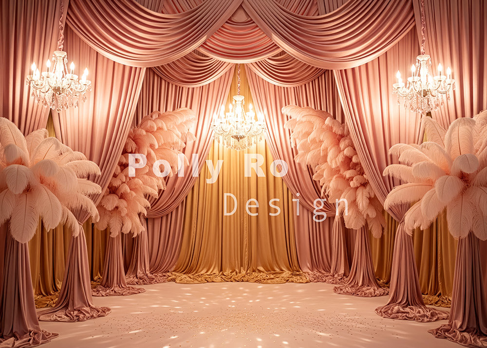 Avezano Pink Feather Luxury Backdrop Designed By Polly Ro Design
