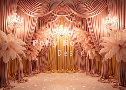 Avezano Pink Feather Luxury Backdrop Designed By Polly Ro Design