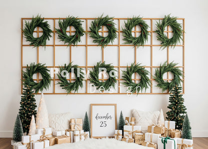 Avezano Christmas Wreath Grid Backdrop Designed By Polly Ro Design