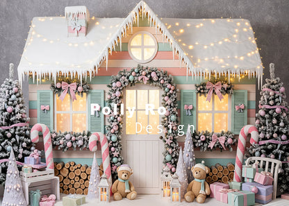 Avezano Pastel Christmas House Christmas Backdrop Designed By Polly Ro Design
