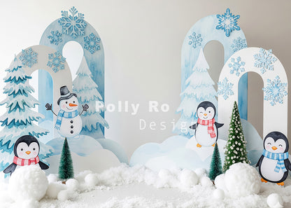 Avezano Winter Snowman Penguin Theme Backdrop Designed By Polly Ro Design