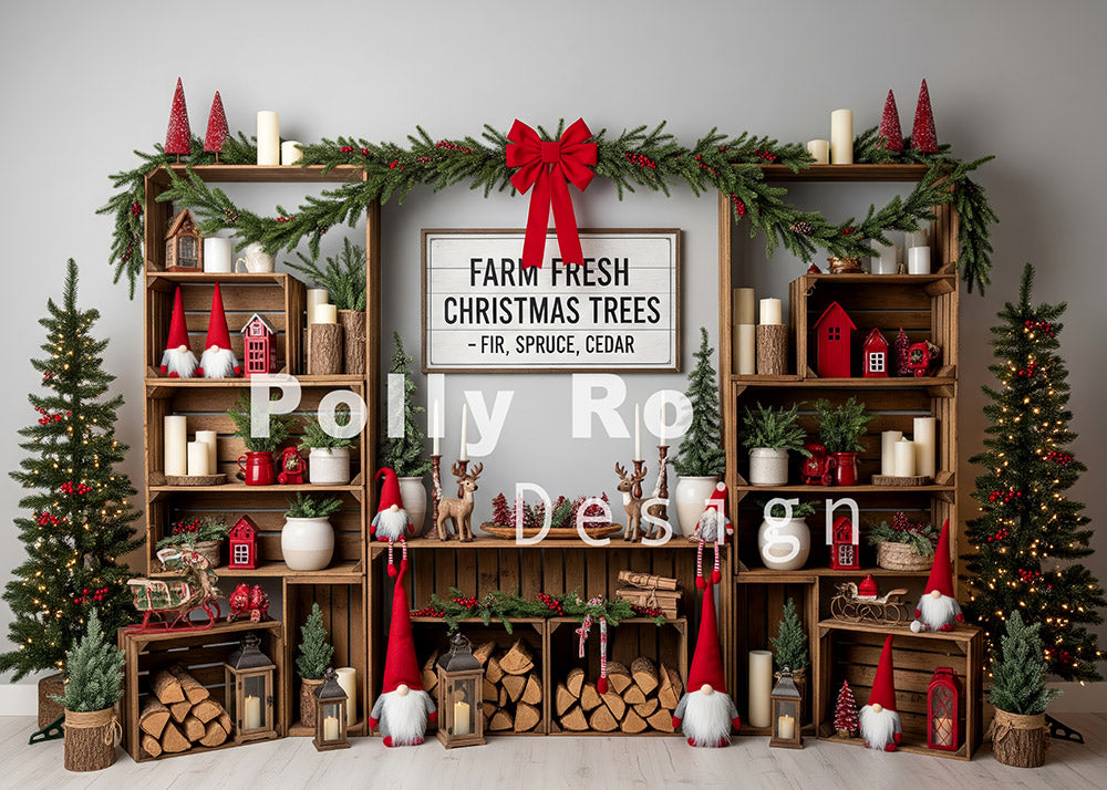 Avezano Farm Fresh Christmas Tree Gnome Backdrop Designed By Polly Ro Design