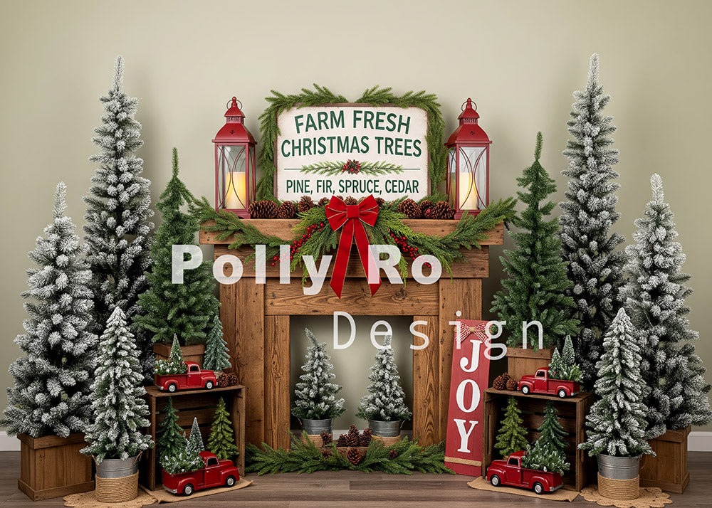 Avezano Farm Fresh Christmas Tree Red Truck Backdrop Designed By Polly Ro Design