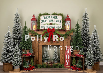 Avezano Farm Fresh Christmas Tree Red Truck Backdrop Designed By Polly Ro Design
