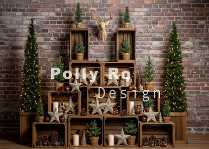 Avezano Brick Wall Wooden Crate Christmas Backdrop Designed By Polly Ro Design