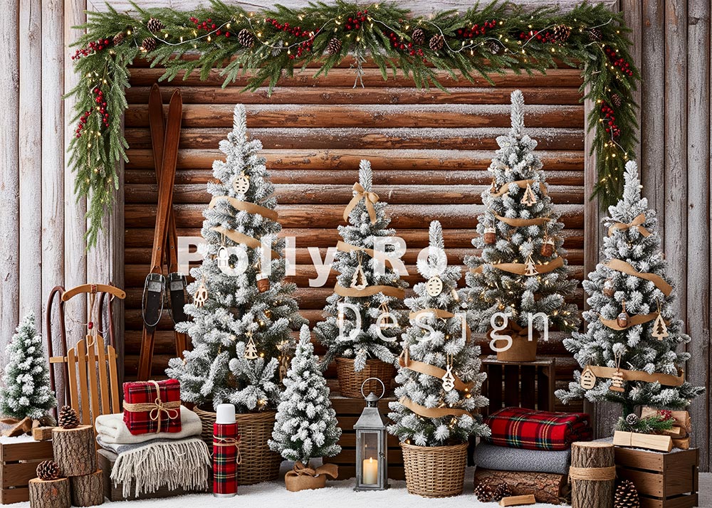 Avezano Rustic Log Cabin Christmas Backdrop Designed By Polly Ro Desig