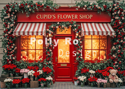 Avezano Cupid's Flower Shop Valentine's Photography Backdrop Designed By Polly Ro Design