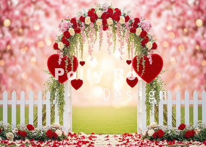 Avezano Rose Heart Arch Valentine's  Photography Backdrop Designed By Polly Ro Design