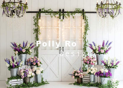 Avezano Floral Barn Door Chandelier Photography Backdrop Designed By Polly Ro Design