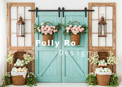 Toile de fond pour photographie de pailles et d'œufs de Pâques d'Avezano conçue par Polly Ro Design