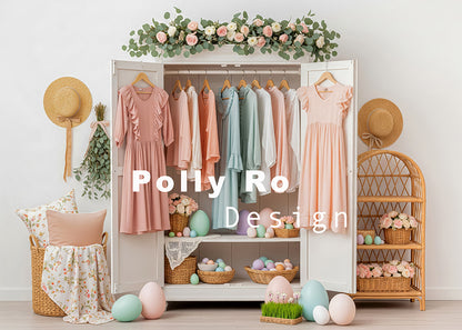 Toile de fond pour photographie de pailles et d'œufs de Pâques d'Avezano conçue par Polly Ro Design