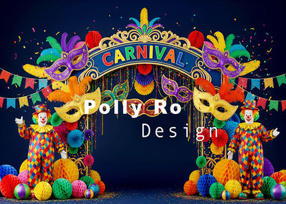 Avezano Carnival Mask Clown Arch Photography Backdrop Designed By Polly Ro Design