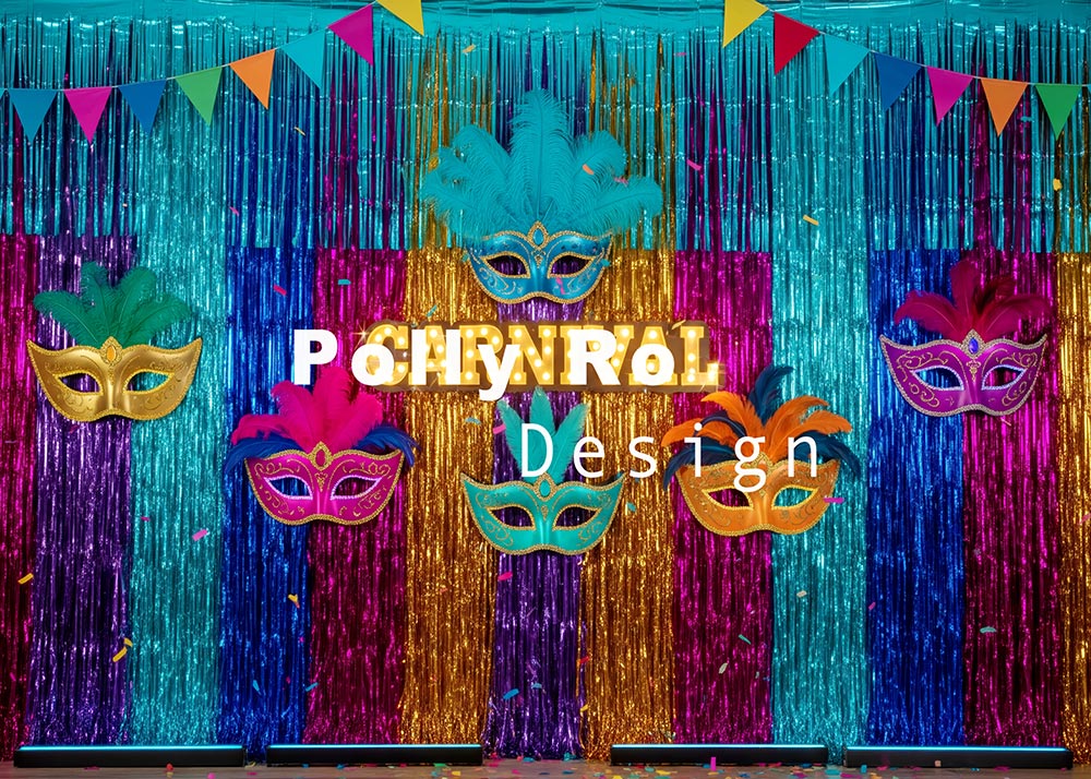 Avezano Carnival Tinsel Mask Photography Backdrop Designed By Polly Ro Design