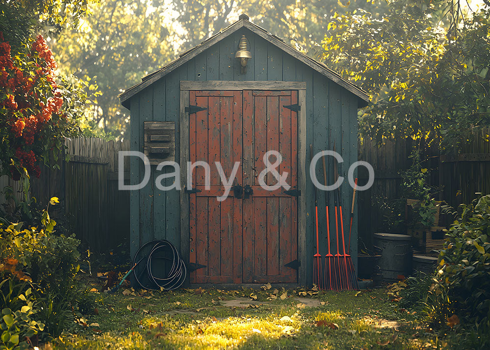 Avezano Rustic Red Door Garden Shed Backdrop Designed By Danyelle Pinnington