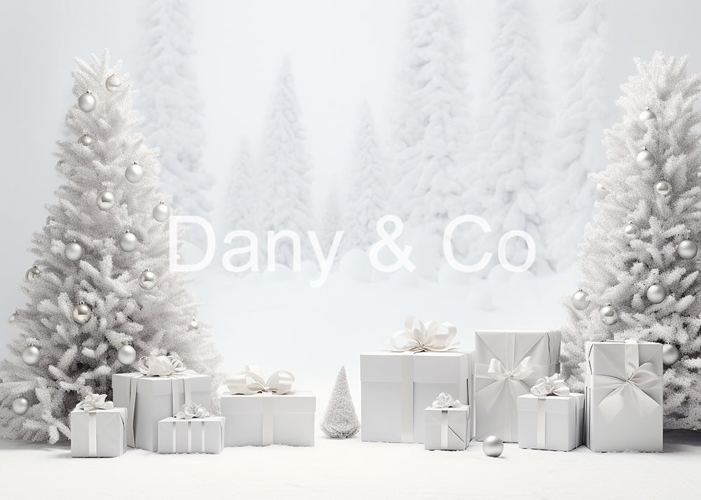 Avezano All-White Christmas Tree Gift Backdrop Designed By Danyelle Pinnington