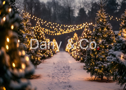 Avezano Snowy Christmas Tree String Light Path Backdrop Designed By Danyelle Pinnington