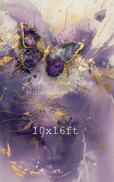 Avezano Purple Gold Butterfly Abstract Art Photography Backdrop Designed By Lidia Redekopp