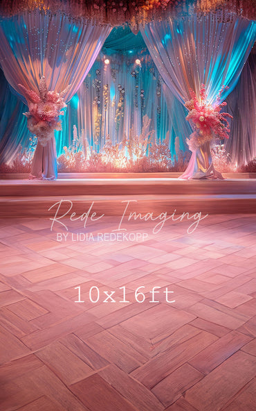 Avezano Pastel Blue Pink Curtain Floral Stage Photography Backdrop Designed By Lidia Redekopp
