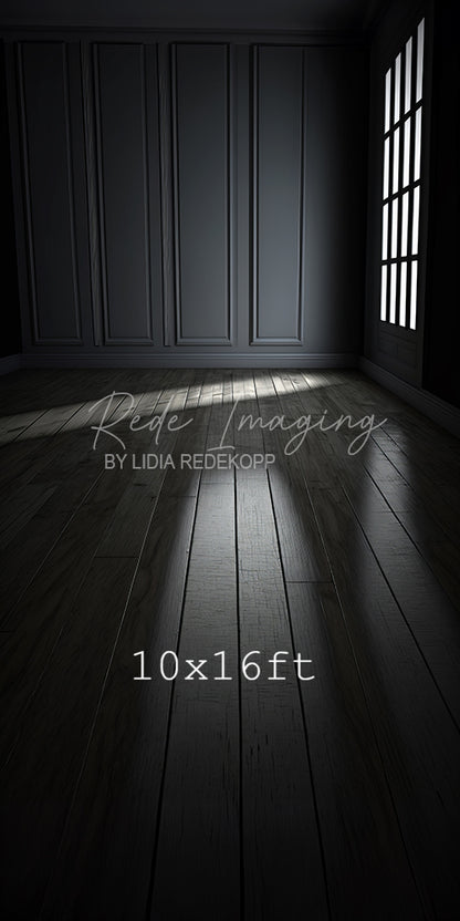 Avezano Dark Paneled Room Sunbeam Wooden Floor Photography Backdrop Designed By Lidia Redekopp