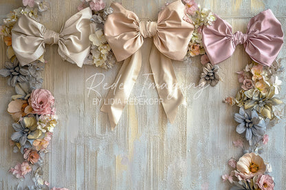 Avezano Pastel Bow Floral Textured Wall Photography Backdrop Designed By Lidia Redekopp