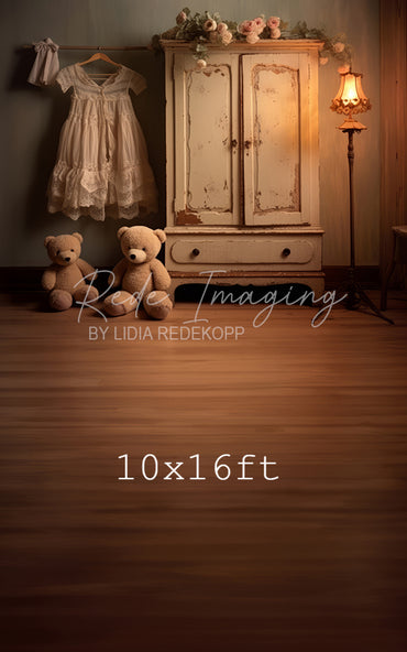 Avezano Vintage Nursery Dress Teddy Bear Photography Backdrop Designed By Lidia Redekopp