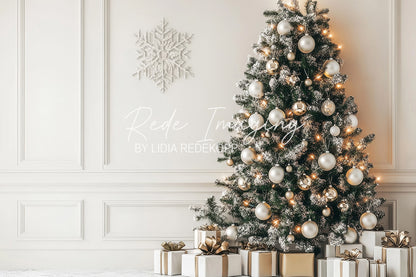 Avezano White Gold Christmas Tree Gift Photography Backdrop Designed By Lidia Redekopp