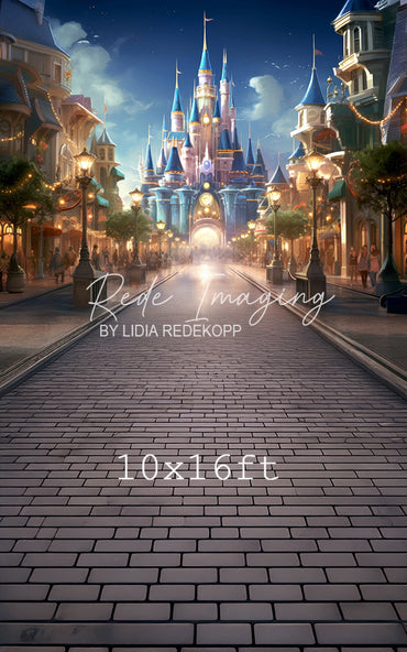 Avezano Fairy Tale Castle Street Night Photography Backdrop Designed By Lidia Redekopp