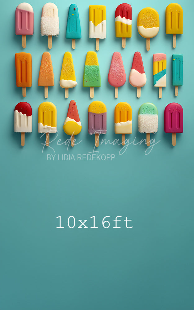 Avezano Colorful Popsicle Pattern Turquoise Photography Backdrop Designed By Lidia Redekopp