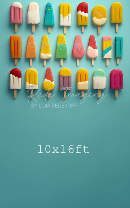 Avezano Colorful Popsicle Pattern Turquoise Photography Backdrop Designed By Lidia Redekopp