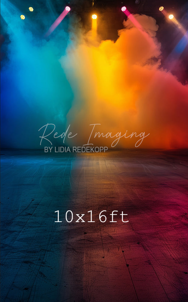 Avezano Neon Light Rainbow Smoke Stage Photography Backdrop Designed By Lidia Redekopp