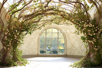 Avezano Vine Arch White Floral Marble Room Photography Backdrop Designed By Lidia Redekopp