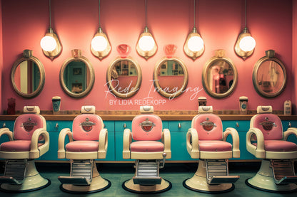 Avezano Pink Turquoise Vintage Barber Shop Photography Backdrop Designed By Lidia Redekopp
