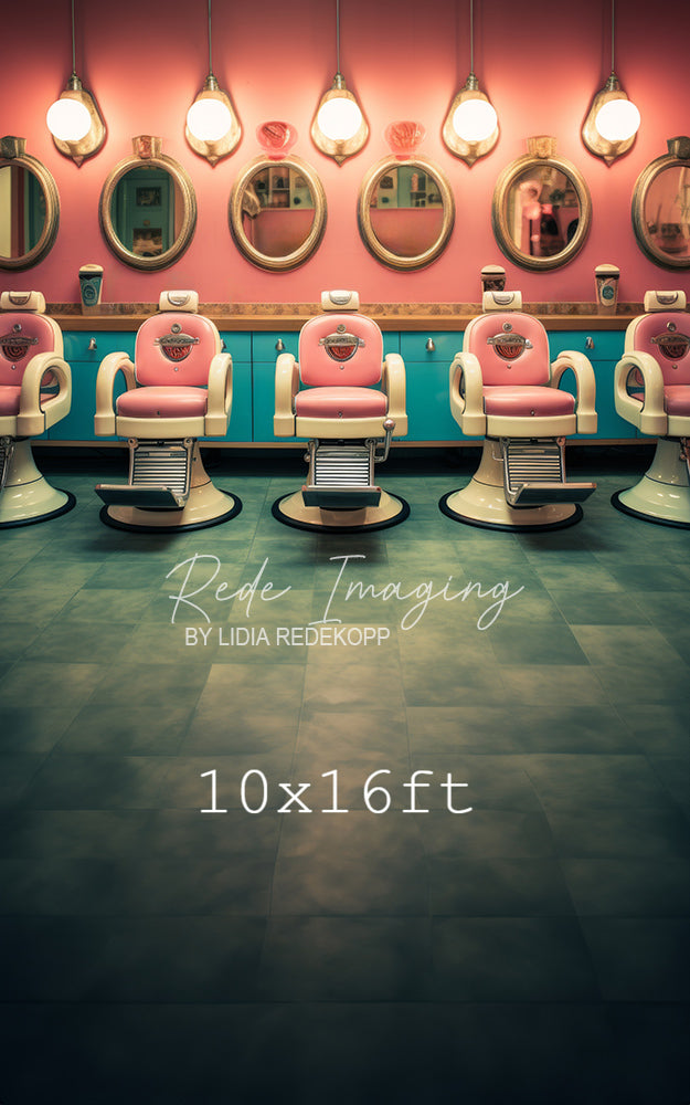 Avezano Pink Turquoise Vintage Barber Shop Photography Backdrop Designed By Lidia Redekopp