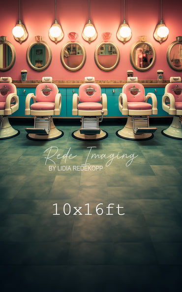 Avezano Pink Turquoise Vintage Barber Shop Photography Backdrop Designed By Lidia Redekopp