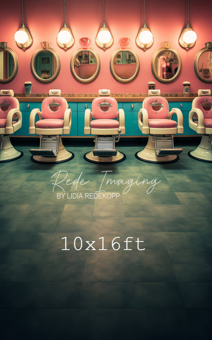 Avezano Pink Turquoise Vintage Barber Shop Photography Backdrop Designed By Lidia Redekopp