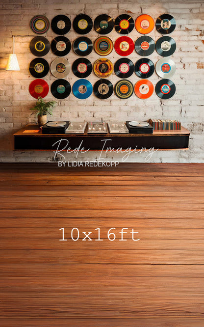 Avezano Colorful Vinyl Record Brick Wall  Photography Backdrop Designed By Lidia Redekopp