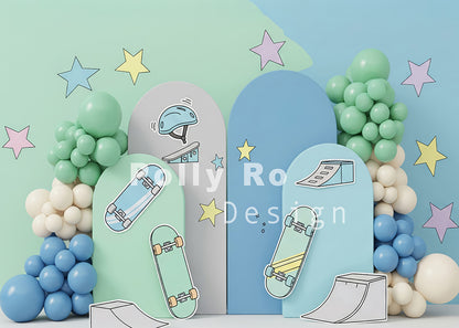 Avezano Skateboard Ramp Helmet Star Balloon Backdrop Designed By Polly Ro Design